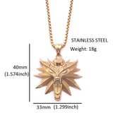 Geralt of Rivia Wolf Head Pendant Necklace