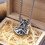 Mjolnir Rune Amulet Necklace – Vegvisir, Wolf & Raven