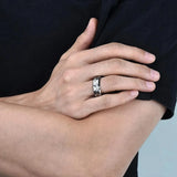 8mm Silver Hammered Stainless Steel Ring
