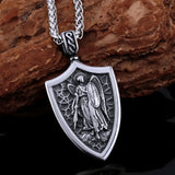 Saint Michael Archangel Shield Pendant Necklace