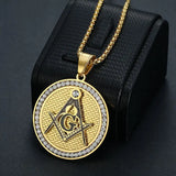 Masonic Rhinestone Freemasonry Pendant  Secret Society Symbol