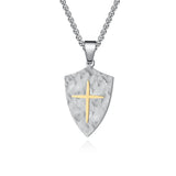 Two-Tone Shield Cross Pendant