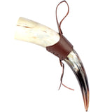 Viking Drinking Horn with Stand and Leather Holster