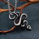 Vintage Snake Pendant Necklace – Stainless Steel Punk Animal Amulet