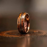 Wooden Whiskey Barrel Guitar String Inlaid Ring
