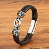 Vintage Interlocking Leather Braided Bracelet