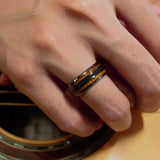 Wooden Whiskey Barrel Guitar String Inlaid Ring