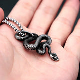 Vintage Snake Pendant Necklace – Stainless Steel Punk Animal Amulet