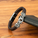 Vintage Interlocking Leather Braided Bracelet