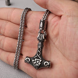 Beaded Viking Mjolnir Pendant Necklace for Men