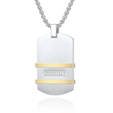 Black Plated Zircon Dog Tag Pendant