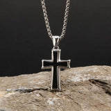 Silver and Black Cross Necklace