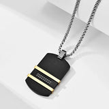 Black Plated Zircon Dog Tag Pendant
