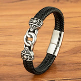 Vintage Interlocking Leather Braided Bracelet