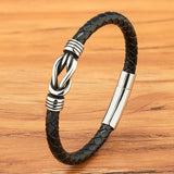 Thin Interlocking Leather Bracelet