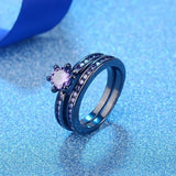 Celtic Dragon Purple Rhinestone Couple Rings