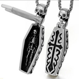 Vampire Skeleton in Coffin Pendant Necklace