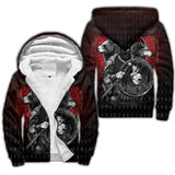 Hoodie with Viking design featuring bears, axes, and shields on a white background