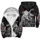 Hoodie with wolf and chain design on a white background
