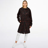 Viking Rune Cloak — Red Norse Runes Hooded Zipper Coat