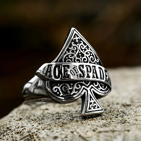 Ace of Spades Ring – Bold Gothic Biker Jewelry for Men ring Viking Warriors