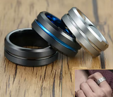 Blue Tungsten Carbide Wedding Bands
