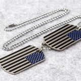 American Flag Army Dog Tag Pendant Necklace Necklace Viking Warriors