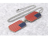 American Flag Army Dog Tag Pendant Necklace Necklace Viking Warriors