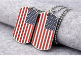 American Flag Army Dog Tag Pendant Necklace Necklace Viking Warriors