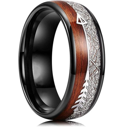 Arrow Wood Abalone Shell Opal Inlay Ring Rings Viking Warriors