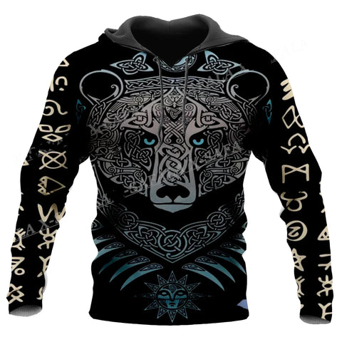 Berserker Bear - Viking Tree of Life Hoodie - Nordic Warrior Pullover Hoodie Viking Warriors