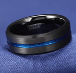 Black and Blue Tungsten Ring ring Viking Warriors