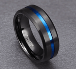 Black and Blue Tungsten Ring ring Viking Warriors