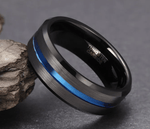 Black and Blue Tungsten Ring ring Viking Warriors