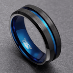 Black and Blue Tungsten Ring ring Viking Warriors