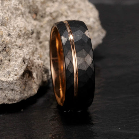 Black  and Gold Tungsten carbide Ring ring Viking Warriors