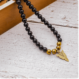 Black Onyx Beaded  Arrow Pendant necklace Viking Warriors