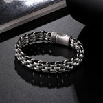 Bold Viking Leather and Steel Bracelet - Rock, Punk & Biker Style Bracelets Viking Warriors