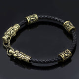Braided Leather Wolf Bracelet Bracelets Viking Warriors