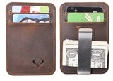 Brown Leather Money Clip Credit Card Holder Wallets & Money Clips Viking Warriors