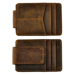 Brown Leather Money Clip Credit Card Holder Wallets & Money Clips Viking Warriors