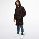 Viking Rune Cloak — Red Norse Runes Hooded Zipper Coat