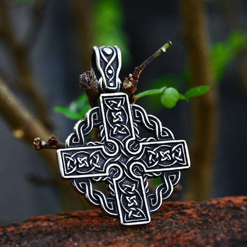 Large Men's Sterling Silver Celtic Cross Pendant