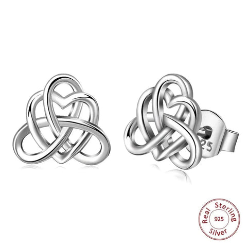 Celtic Knot Heart 925 Sterling Silver Stud Earrings Earrings Viking Warriors