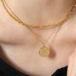 Coin Titanium Steel Double-Layered Necklace necklace Trendsi