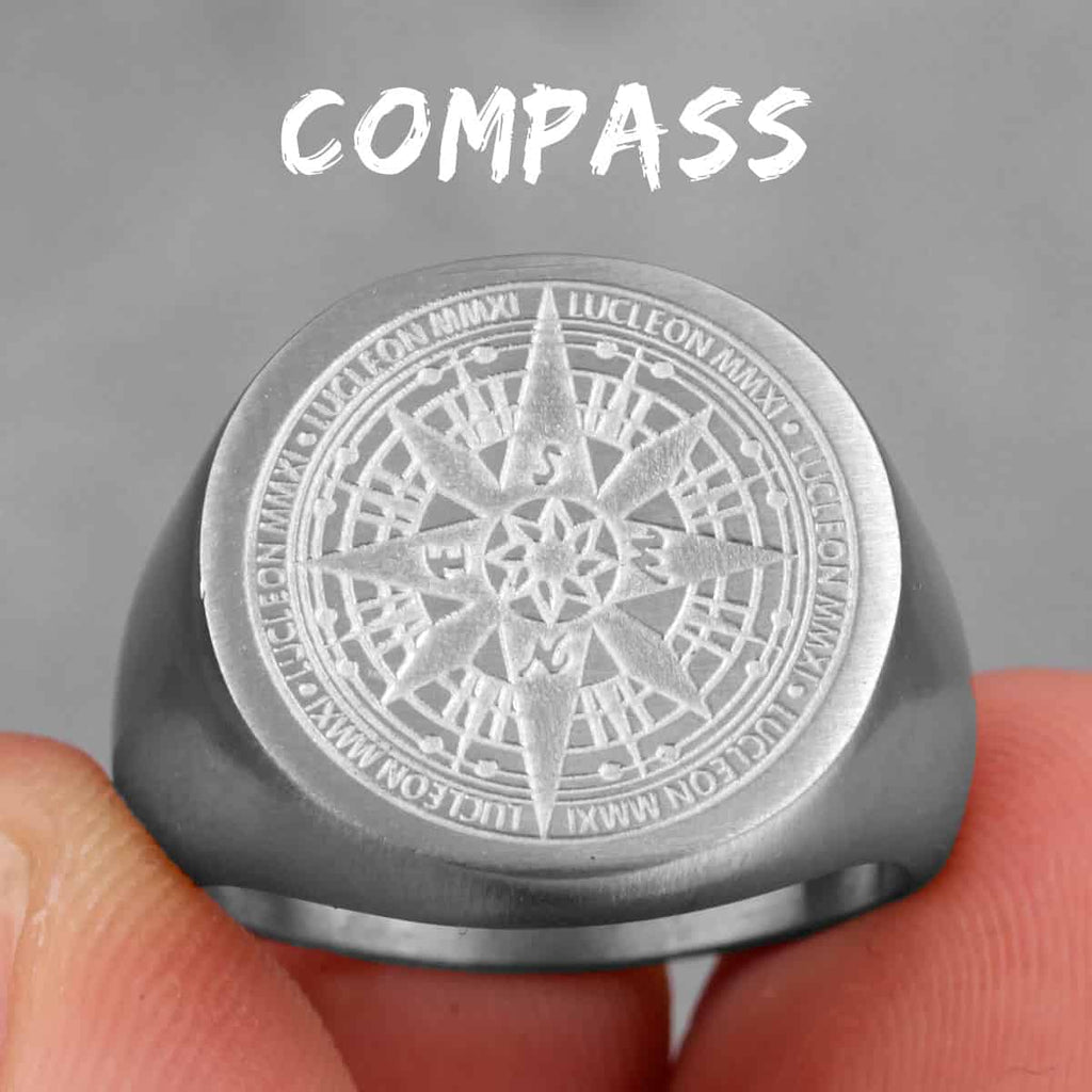 Compass Fire Ring Compass Signet Ring | Viking Warriors