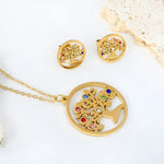 Crystal Tree of Life Jewelry Sets necklace and earrings set Viking Warriors