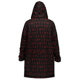 Viking Rune Cloak — Red Norse Runes Hooded Zipper Coat