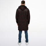 Viking Rune Cloak — Red Norse Runes Hooded Zipper Coat