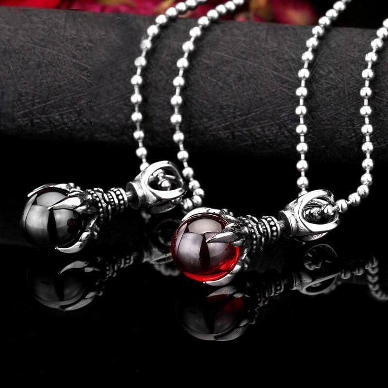Buy YouU Punk Rock Stainless Steel Dragon Claw Pendant Crystal Ball Necklace  with Chain,Red at Amazon.in